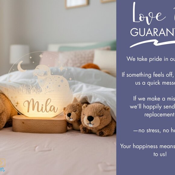 Otter Night Light – Personalized LED Baby Shower Gift - Picture 6 of 8